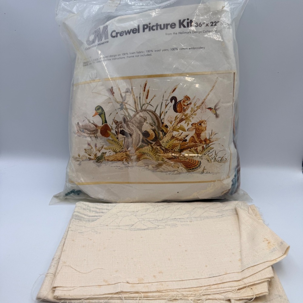 Columbia Minerva Crewel Picture Kit 7972 Woodlands Scene Hallmark Design 36x22